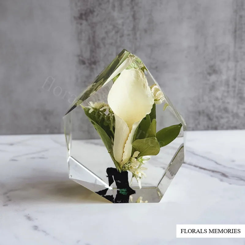 Preserved rose gem resin keepsake from a real bloom