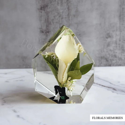 Preserved rose gem resin keepsake from a real bloom