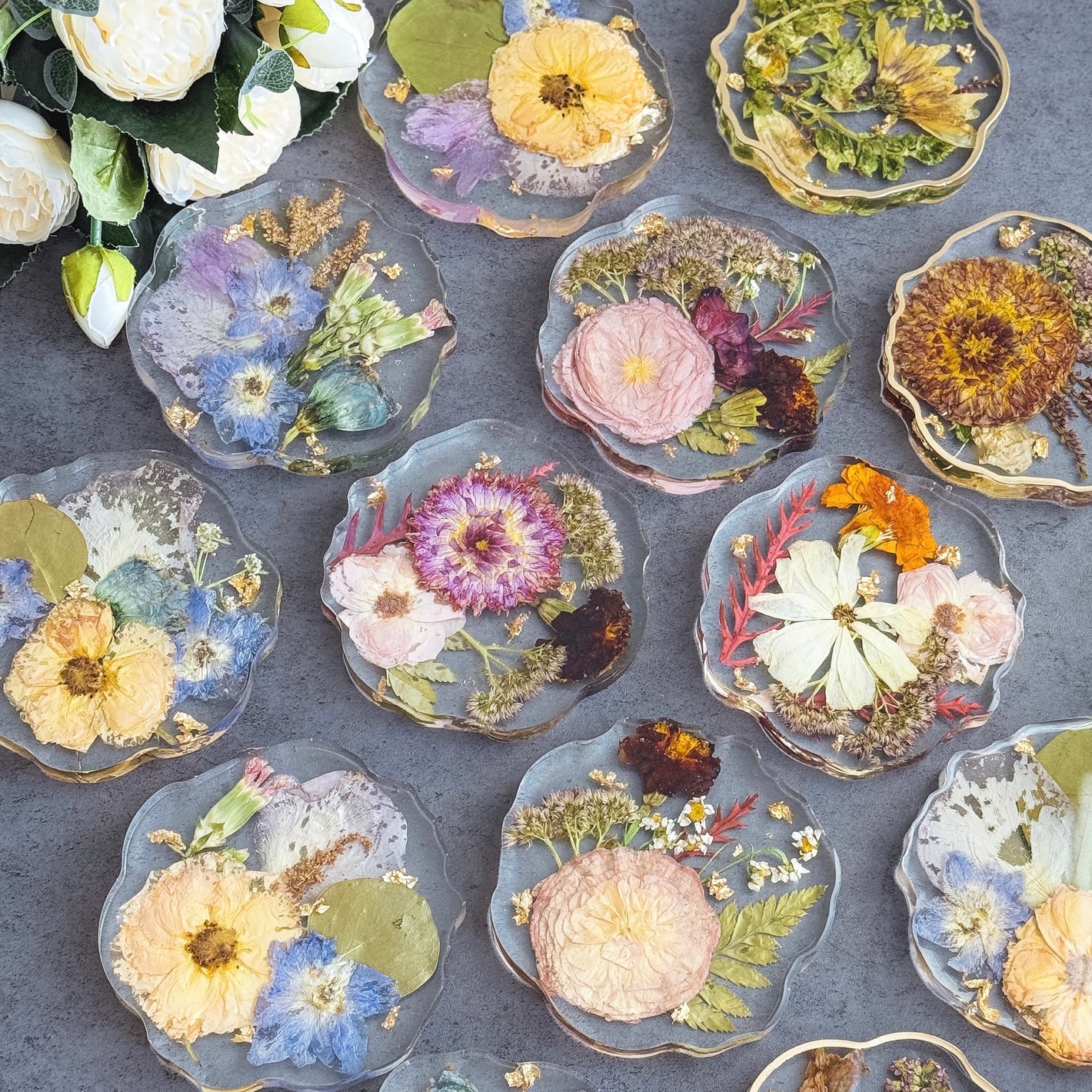 Resin Wedding Flower Preservation Coasters 