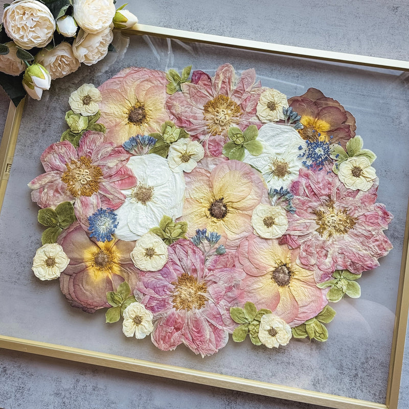 Pressed framed flower preservation example