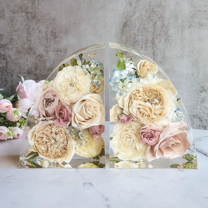 3D Resin Flower Blocks — Bookends (pair) Medium 7" × 5"