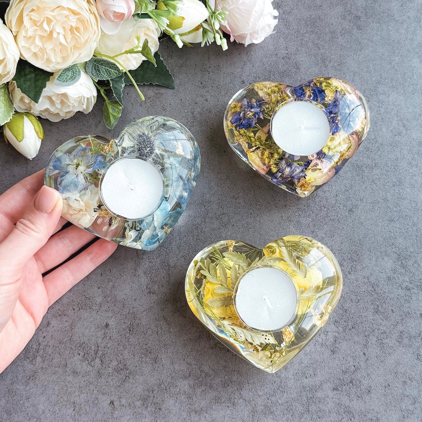 Flowers Preservation Heart Candle Holder