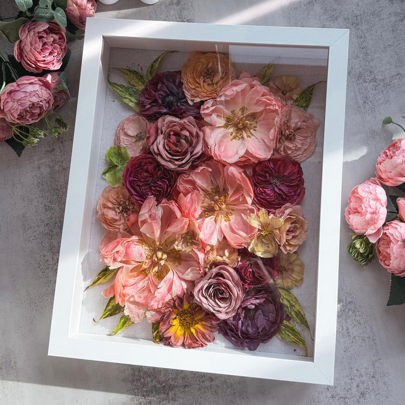 3D shadow box flower preservation example