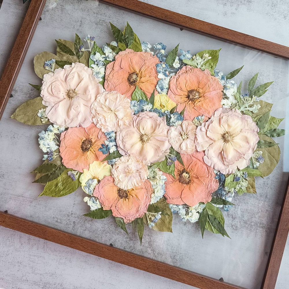 Pressed flower frame after bouquet preservation