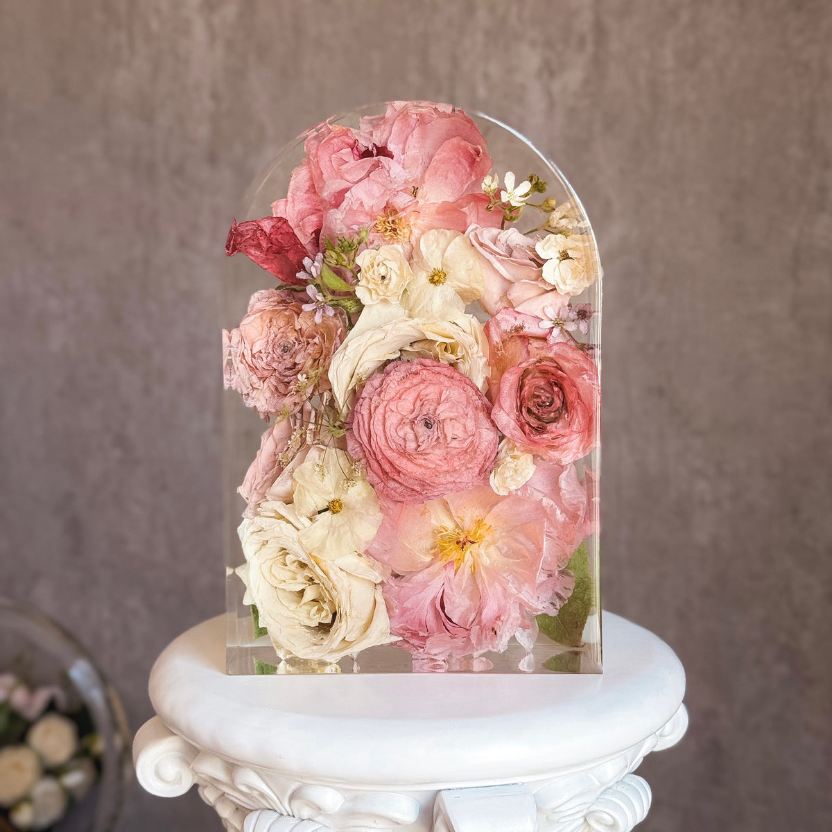 Here are some of the most recent wedding bouquet preservation projects we created using real flowers from our clients’ weddings.