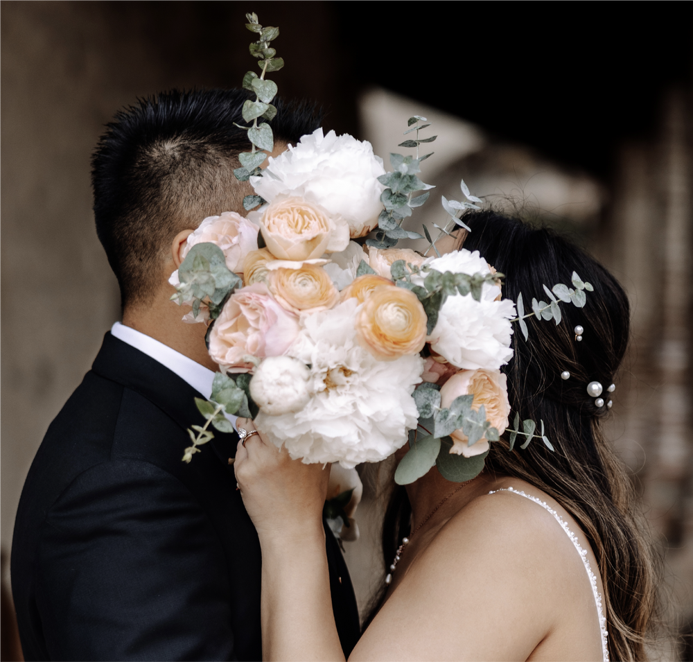 Fresh wedding bouquet before preservation