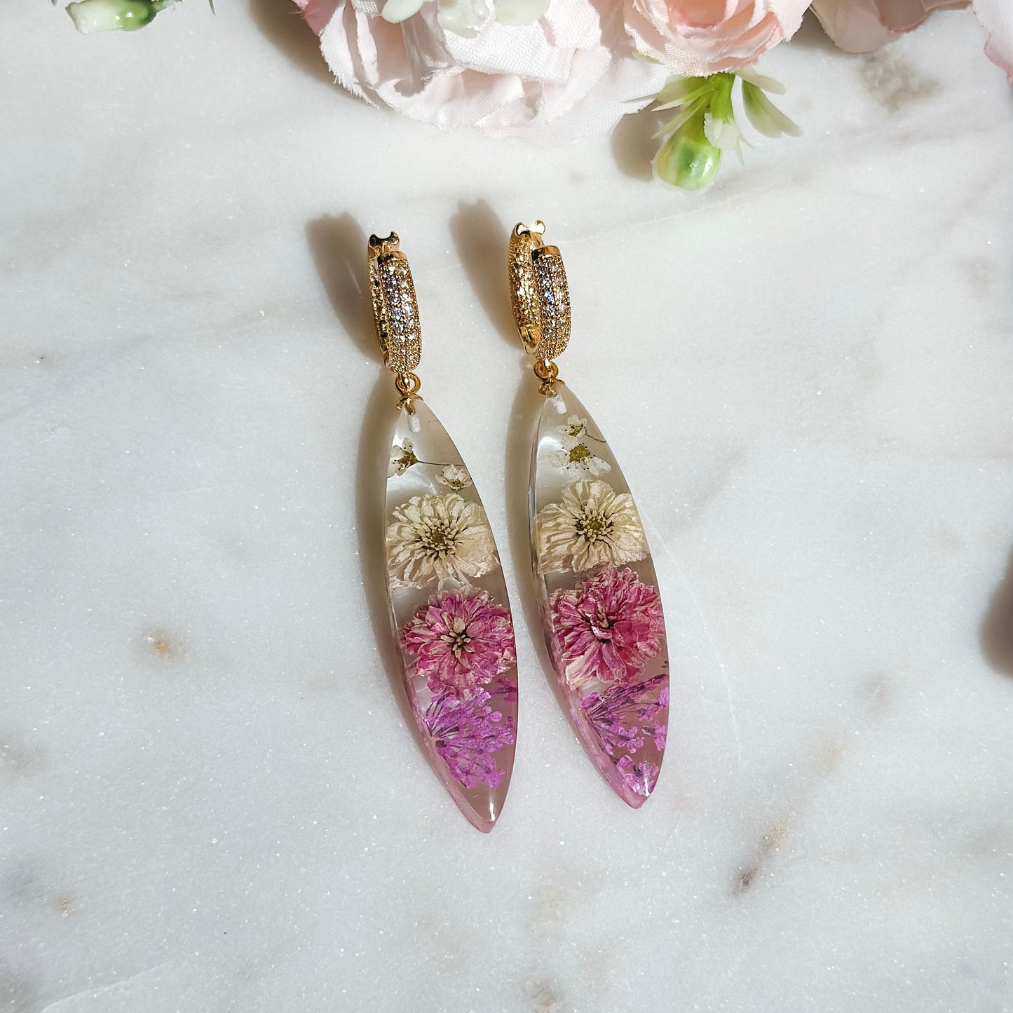 Earrings Golden/Pink/White